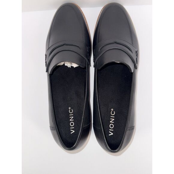 Vionic Cheryl Penny Loafer Black Leather Lug Sole Comfort Chunky Classic 12M NWB - Picture 8 of 16
